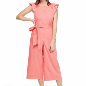 Gal Meets Glam cropped wide leg jumpsuit, 8, peach orange